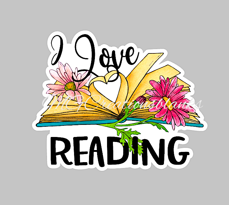 I Love Reading clear acrylic blanks for badge reels & vinyl decal, acrylic blank, decal, vinyl decal, cast acrylic, pencil badge reel