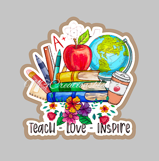 Teach love inspire clear acrylic blanks for badge reels & vinyl decal, acrylic blank, decal, vinyl decal, cast acrylic, teacher badge reel