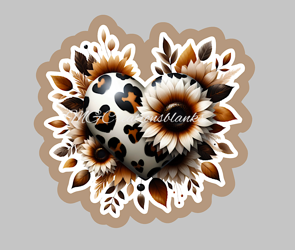 Leopard heart acrylic blanks for badge reels & vinyl decal, acrylic blank, decal, vinyl decal, Leopard clear cast acrylic, leopard badge reel