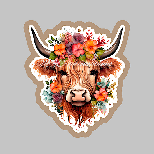 Highland cow clear acrylic blank for badge reel with matching vinyl decal, acrylic blank, decal, vinyl decal, highland cow decal, acrylic, Highland cow