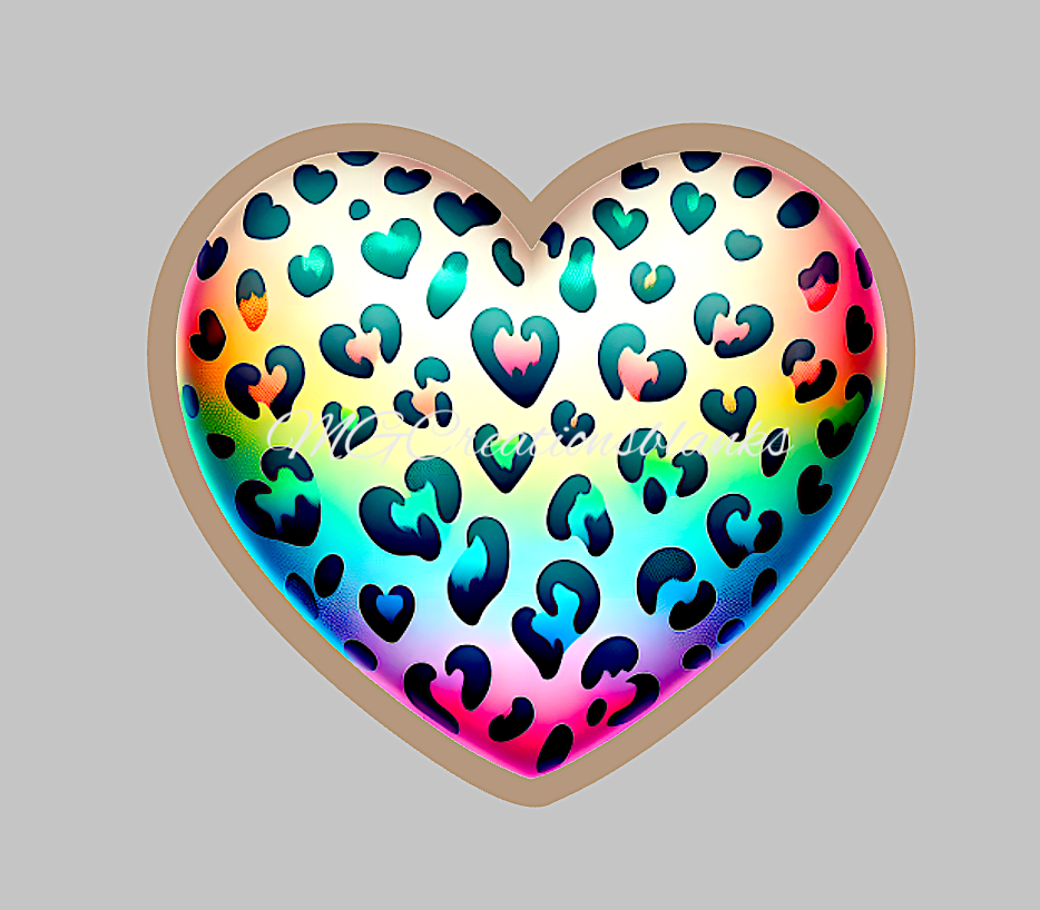 Leopard heart acrylic blanks for badge reels & vinyl decal, acrylic blank, decal, vinyl decal, Leopard clear cast acrylic, leopard badge reel