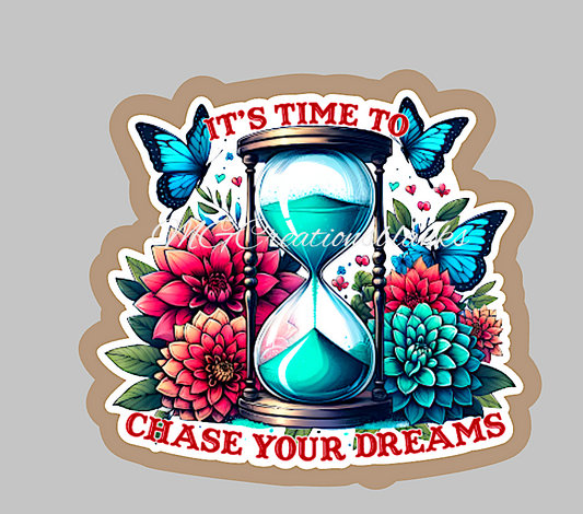 Chase your dreams clear acrylic blanks & vinyl decal, acrylic blank, decal, vinyl decal, cast acrylic, Chase your dreams clear acrylic blank badge reel, acrylic blank