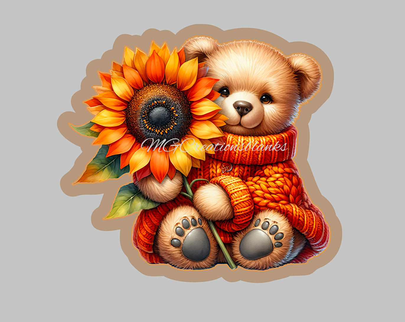 Fall bear clear acrylic blanks for badge reels with matching vinyl decal, acrylic blank, decal, vinyl decal, Pumpkin, Fall bear acrylic blank