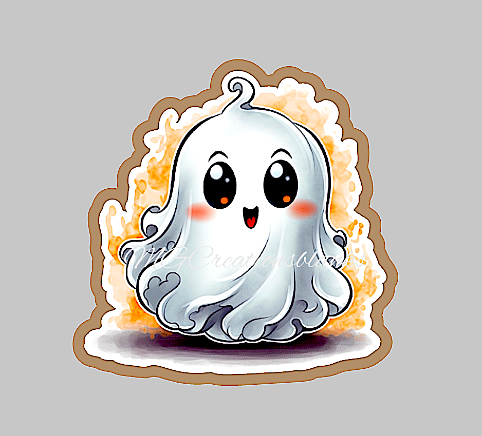 Halloween ghost, ghost clear acrylic blanks for badge reels with matching vinyl decal, acrylic blank, decal, vinyl decal, ghost acrylic blank, Halloween ghost