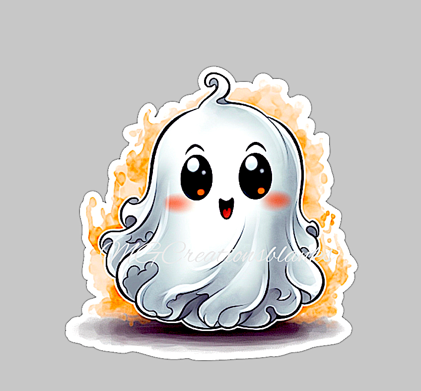 Halloween ghost, ghost clear acrylic blanks for badge reels with matching vinyl decal, acrylic blank, decal, vinyl decal, ghost acrylic blank, Halloween ghost