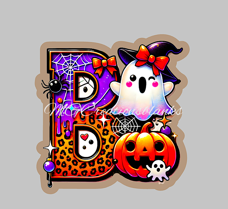 Halloween BOO clear acrylic blanks for badge reels with matching vinyl decal, BOO acrylic blank, Boo decal, vinyl decal, ghost acrylic blank, Halloween