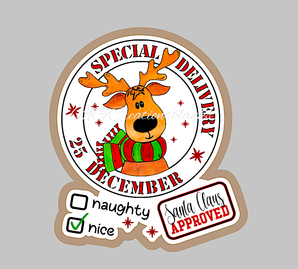 Reindeer clear acrylic blank for badge reel with matching vinyl decal, acrylic blank, decal, vinyl decal, Reindeer decal, acrylic, Santa Reindeer acrylic blank