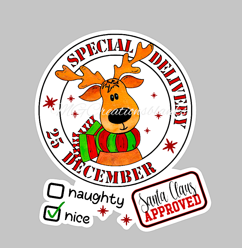 Reindeer clear acrylic blank for badge reel with matching vinyl decal, acrylic blank, decal, vinyl decal, Reindeer decal, acrylic, Santa Reindeer acrylic blank