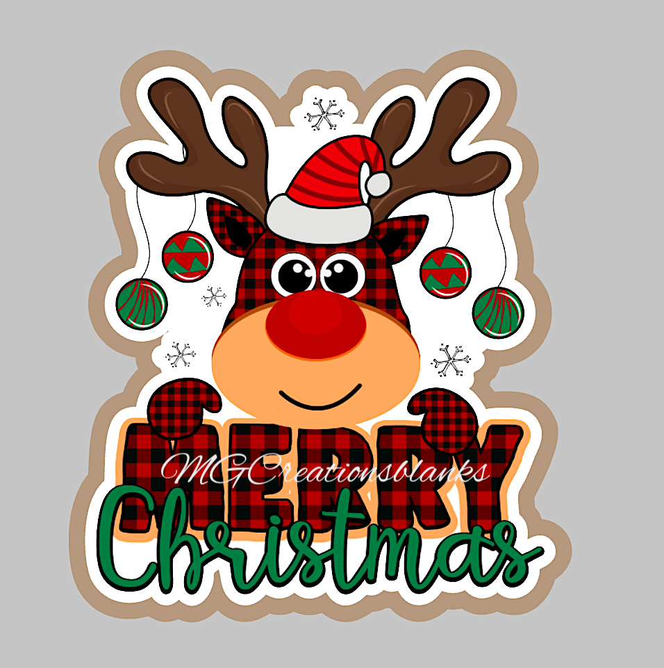 Reindeer clear acrylic blank for badge reel with matching vinyl decal, acrylic blank, decal, vinyl decal, Reindeer decal, acrylic, Santa Reindeer acrylic blank