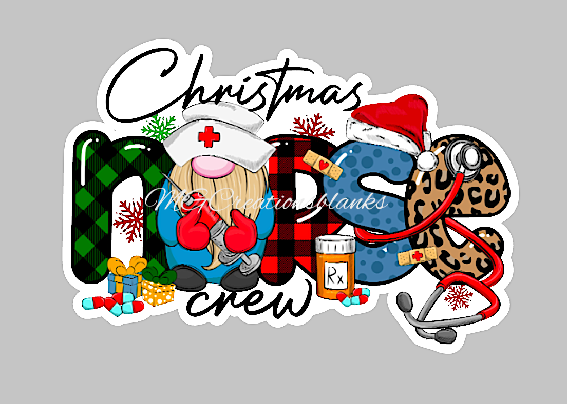 Holiday Nurse crew clear acrylic blank for badge reel with matching vinyl decal, acrylic blank, decal, vinyl decal, Christmas decal, acrylic, Christams  acrylic blank, Nurse crew, Nurse