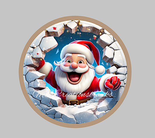 Santa clear acrylic blank for badge reel with matching vinyl decal, acrylic blank, decal, vinyl decal, Santa decal, acrylic, Santa Santa acrylic blank