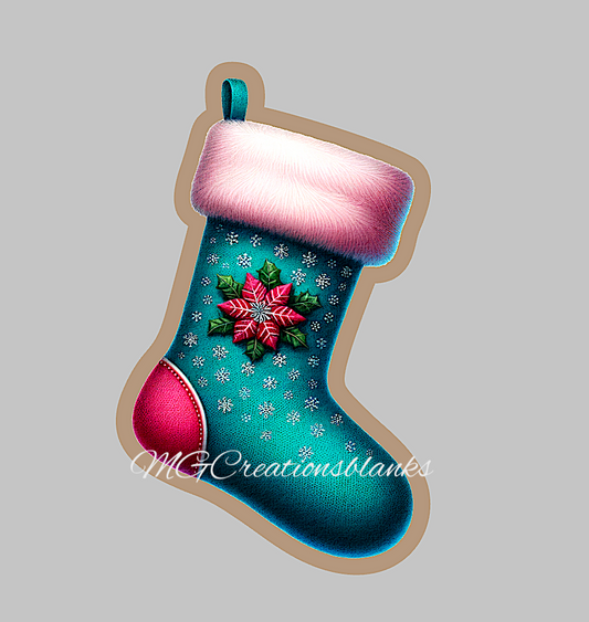 Stocking clear acrylic blank for badge reel with matching vinyl decal, acrylic blank, decal, vinyl decal, Christmas stocking decal, acrylic, Christmas stocking acrylic blank