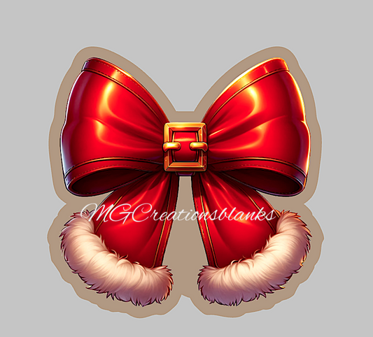 Santa bow clear acrylic blank for badge reel with matching vinyl decal, acrylic blank, Santa Bow decal, vinyl decal, Christmas Santa bow