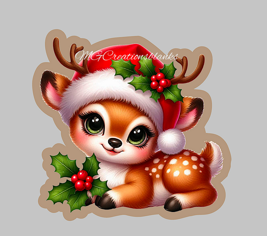 Reindeer clear acrylic blank for badge reel with matching vinyl decal, acrylic blank, decal, vinyl decal, Reindeer decal, acrylic, Santa Reindeer acrylic blank