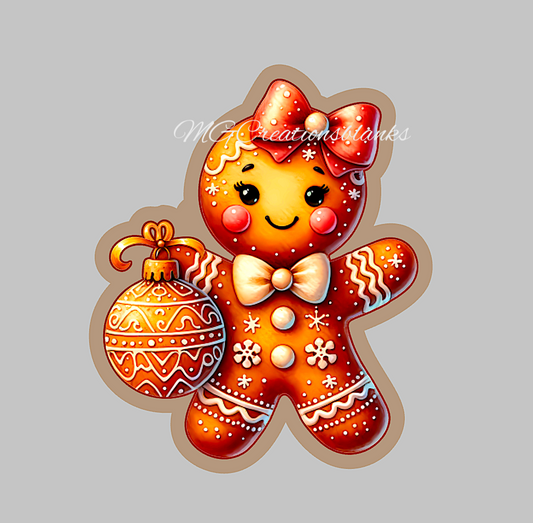 Gingerbread girl clear acrylic blank for badge reel with matching vinyl decal, acrylic blank, cookie decal, vinyl decal, Gingerbread girl clear acrylic, Gingerbread girl clear acrylic blank