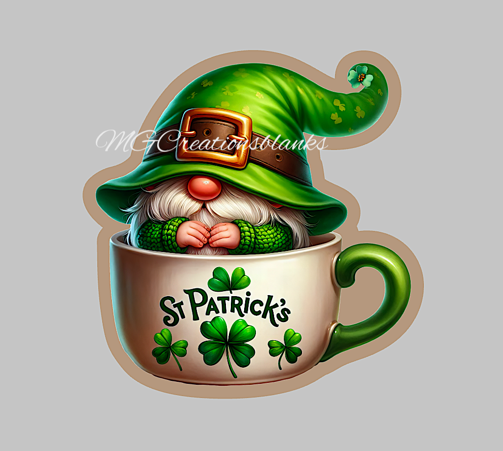 St. Patrick’s gnome acrylic blanks for badge reels with matching vinyl decal, Irish gnome acrylic blank, Irish gnome decal, vinyl decal, St. Patrick acrylic blank