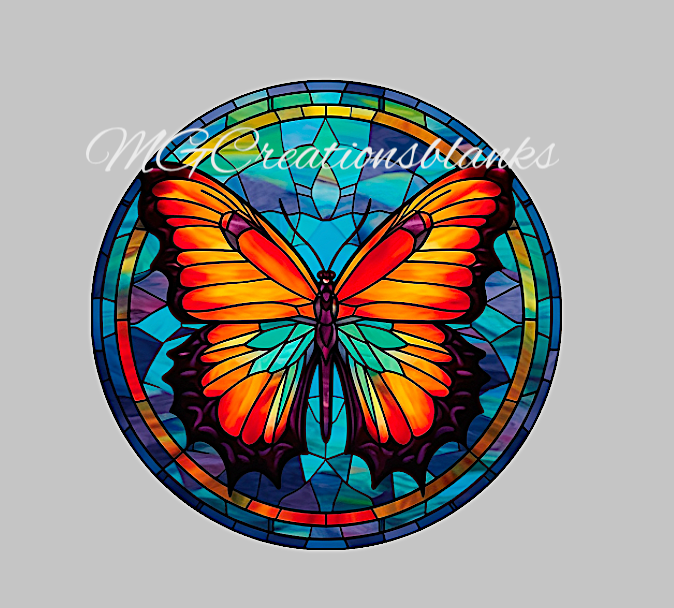 Butterfly stained glass decal and acrylic blank set for badge reels, vinyl decal, acrylic blank, decal, vinyl decal, cast acrylic, badge reel, Stained glass butterfly badge reel