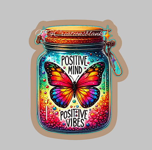 Positive mind clear acrylic blanks & vinyl decal, acrylic blank, decal, Positive mind vinyl decal, cast acrylic, motivational clear acrylic blank, clear acrylic blank badge reel, Positivity acrylic blank