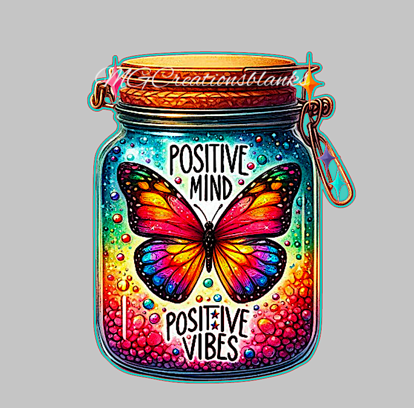 Positive mind clear acrylic blanks & vinyl decal, acrylic blank, decal, Positive mind vinyl decal, cast acrylic, motivational clear acrylic blank, clear acrylic blank badge reel, Positivity acrylic blank