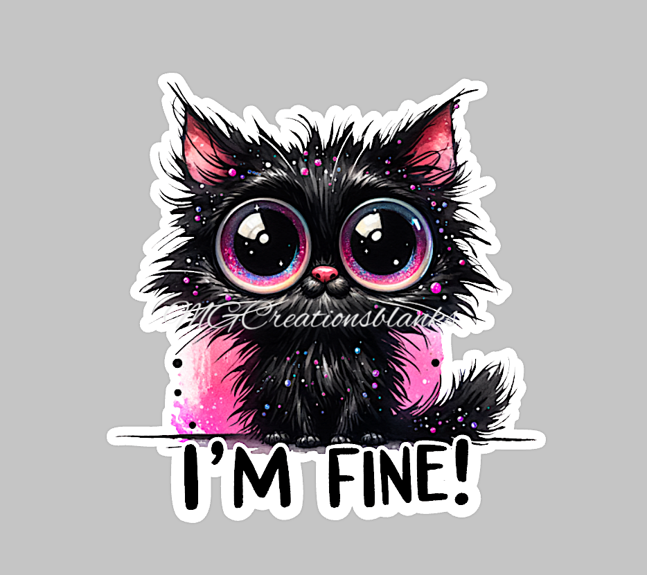 I'm fine, I'm fine, Everything is fine clear acrylic blanks & vinyl decal, acrylic blank, decal, vinyl decal, cast acrylic, It's fine badge reel, acrylic blank