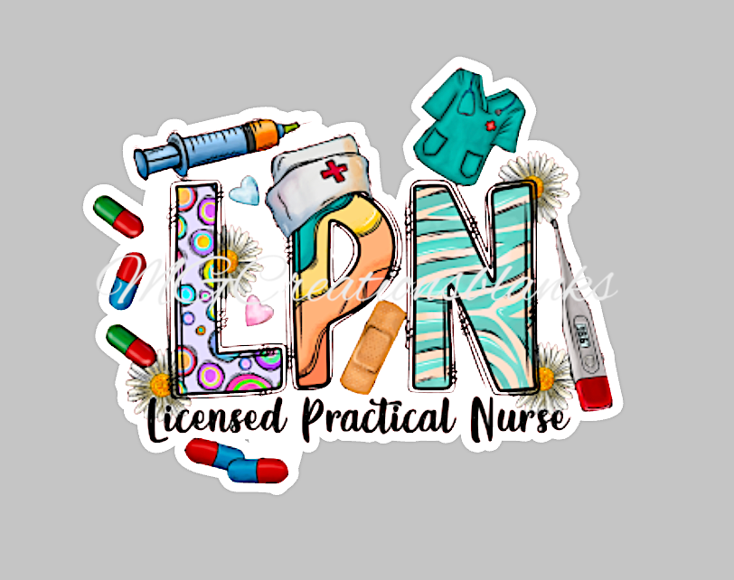 Licensed practical nurse acrylic blanks for badge reels & vinyl decal, acrylic blank, decal, vinyl decal, cast acrylic,  Licensed nurse