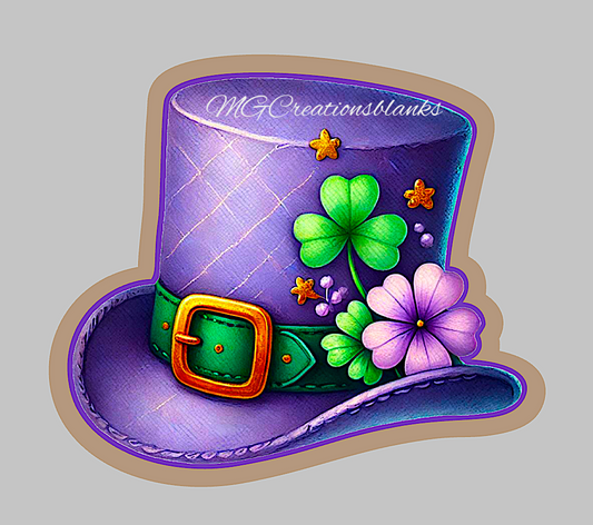 St. Patrick’s leprechaun hat acrylic blanks for badge reels with matching vinyl decal, Irish Hat acrylic blank, Irish hat decal, St. Patrick's day acrylic blank