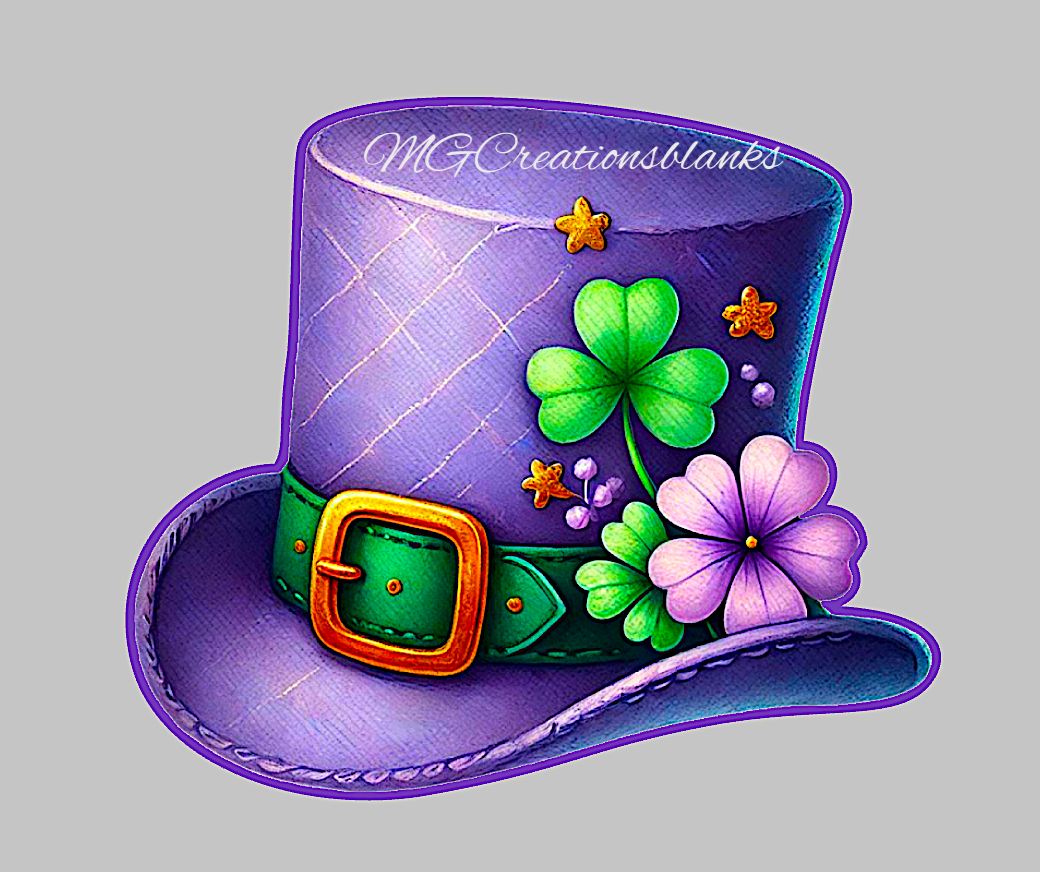 St. Patrick’s leprechaun hat acrylic blanks for badge reels with matching vinyl decal, Irish Hat acrylic blank, Irish hat decal, St. Patrick's day acrylic blank