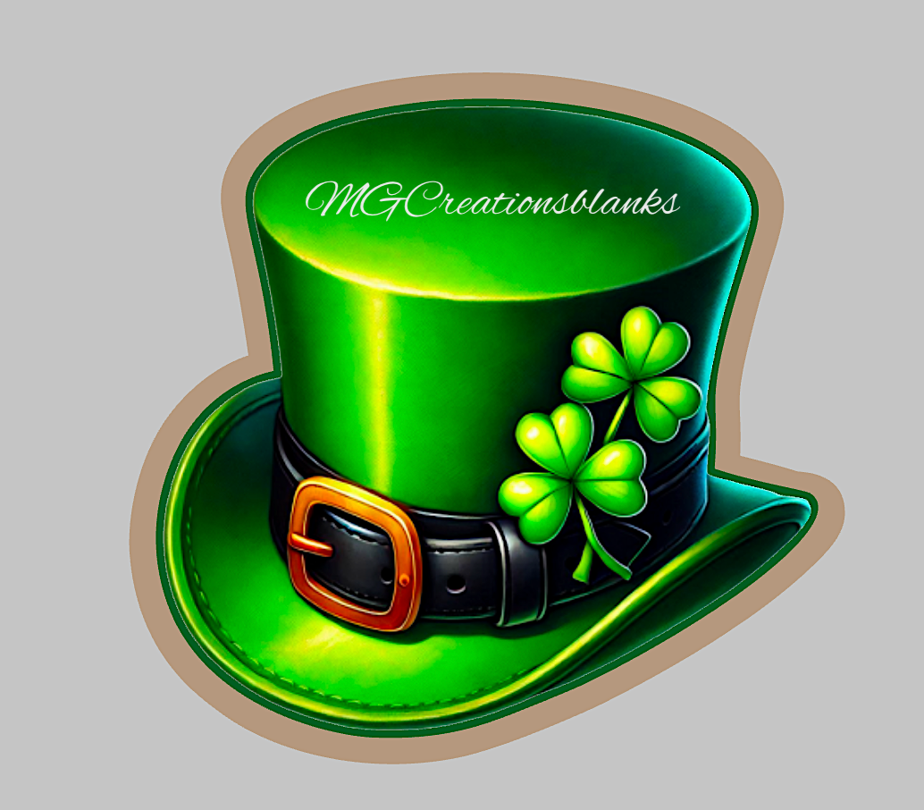 St. Patrick’s leprechaun hat acrylic blanks for badge reels with matching vinyl decal, Irish Hat acrylic blank, Irish hat decal, St. Patrick's day acrylic blank