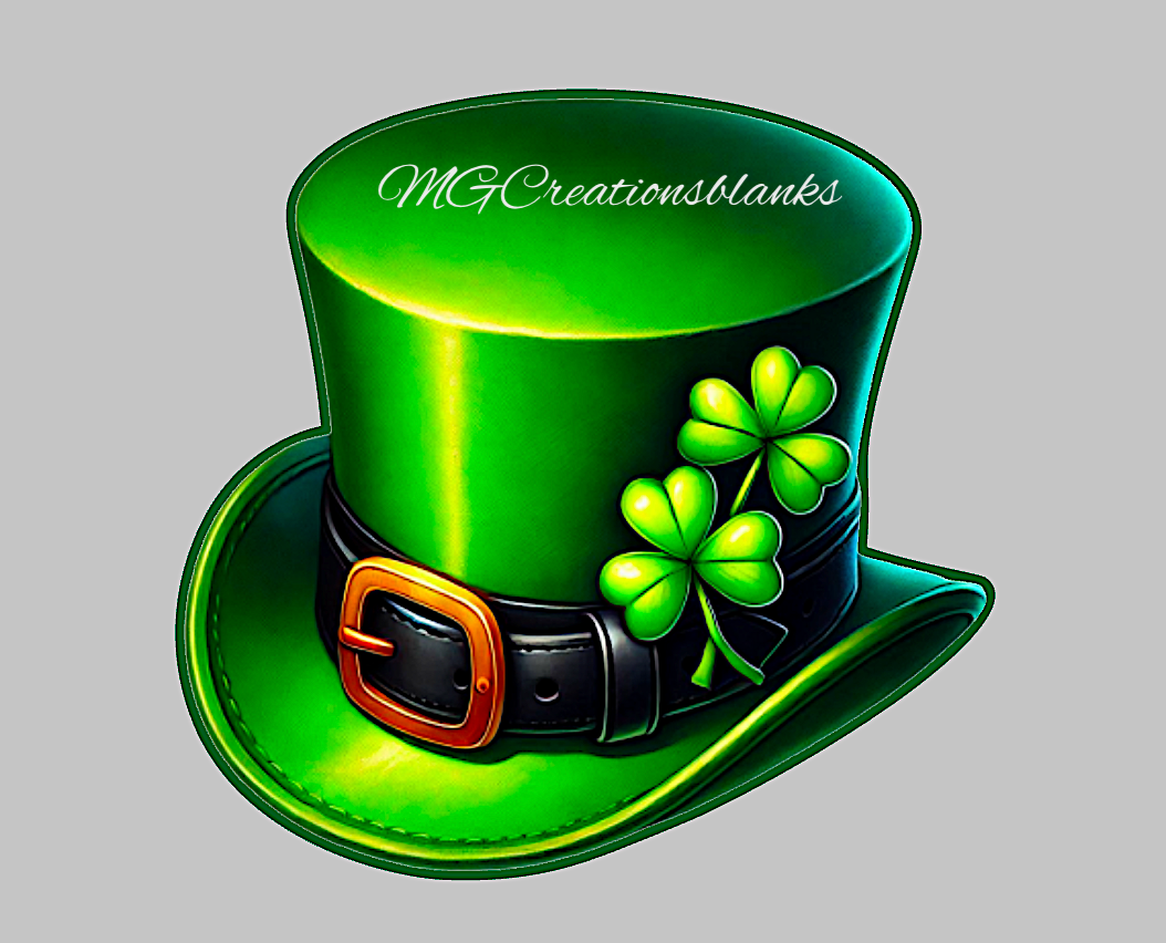 St. Patrick’s leprechaun hat acrylic blanks for badge reels with matching vinyl decal, Irish Hat acrylic blank, Irish hat decal, St. Patrick's day acrylic blank