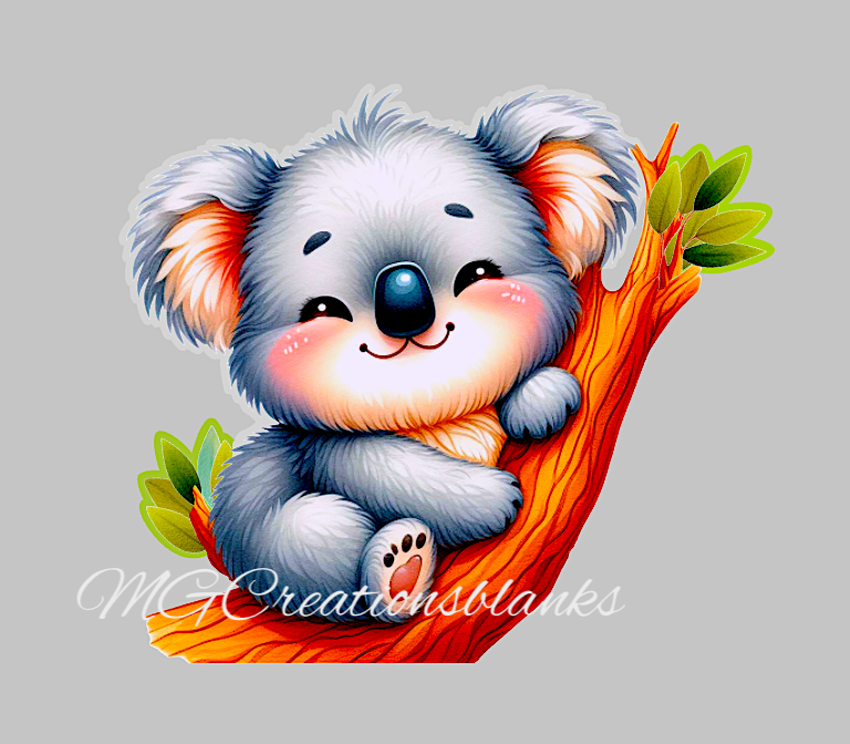 Koala clear acrylic blanks for badge reels with matching vinyl decal, koala acrylic blank, koala vinyl decal, Koalas craft acrylic blanks