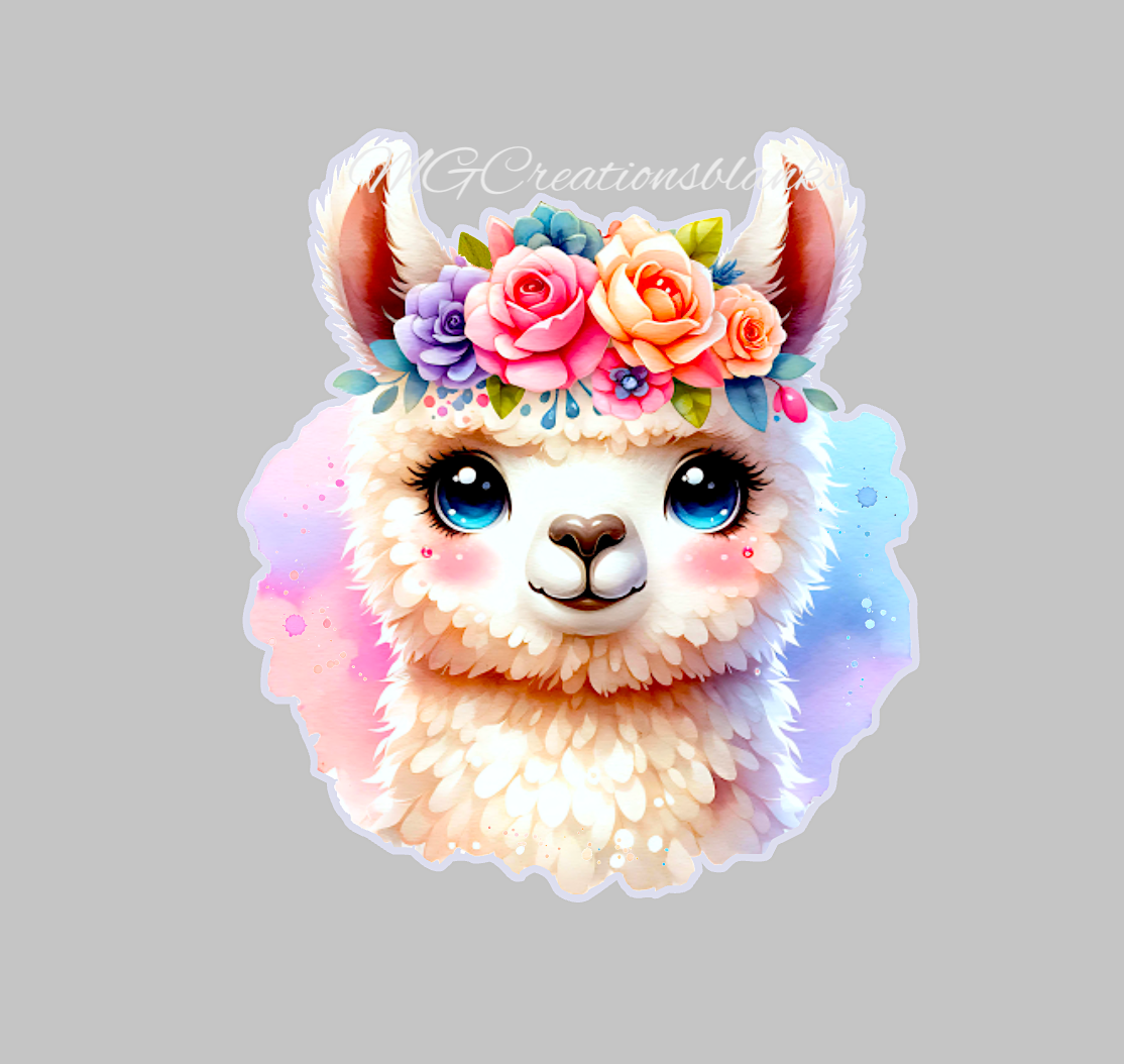 Llama clear acrylic blank for badge reel with matching vinyl decal, Llama acrylic blank, Llama vinyl decal, Llama craft acrylic blank