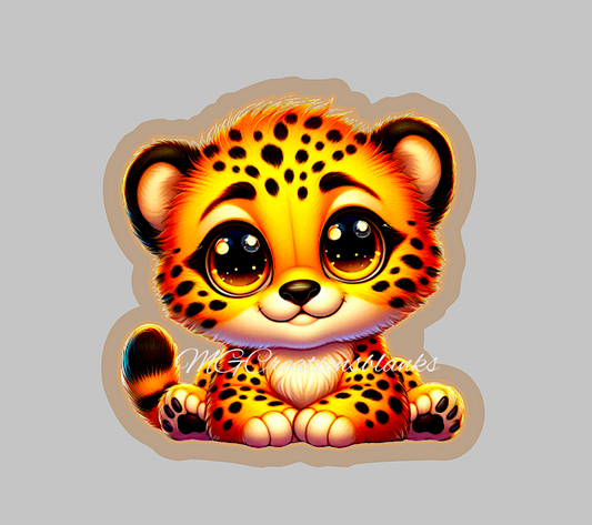 Cheetah clear acrylic blanks for badge reels with matching vinyl decal, Cheetah acrylic blank, Cheetah vinyl decal, Cheetah craft acrylic blanks