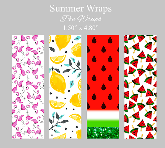 Summer pen wrap vinyl sheet, watermelon pen wrap, lemon pen wrap vinyl print sheet, flamingo pattern vinyl for pens, summer pen wrap craft vinyl