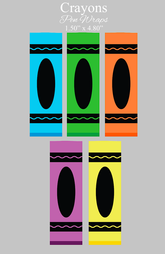 Crayons pen wrap vinyl sheet, Crayons pen wrap, Crayons pen wrap vinyl print sheet, Crayons pattern vinyl for pens, Crayons pen wrap craft vinyl