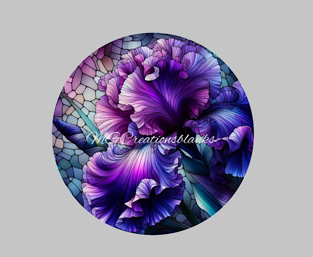 Irish stained glass decal and acrylic blank for badge reels, Iris vinyl decal, cast acrylic for badge reel, Stained glass iris badge reel