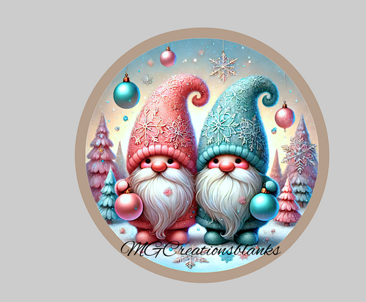Christmas Gnomes acrylic blank for badge reel with matching vinyl decal, holiday acrylic blank, Christmas gnome vinyl decal, Christmas gnomes decal, Christmas gnome, Merry Christmas