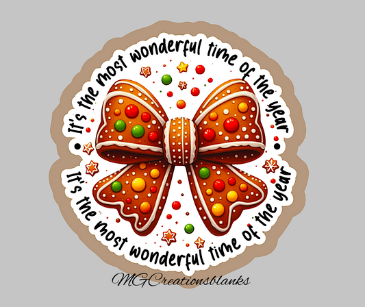 Gingerbread cookie bow clear acrylic blank for badge reel with matching vinyl decal, acrylic blank, gingerbread cookie decal, Gingerbread croquette bow vinyl decal, Gingerbread croquette bow clear acrylic blank
