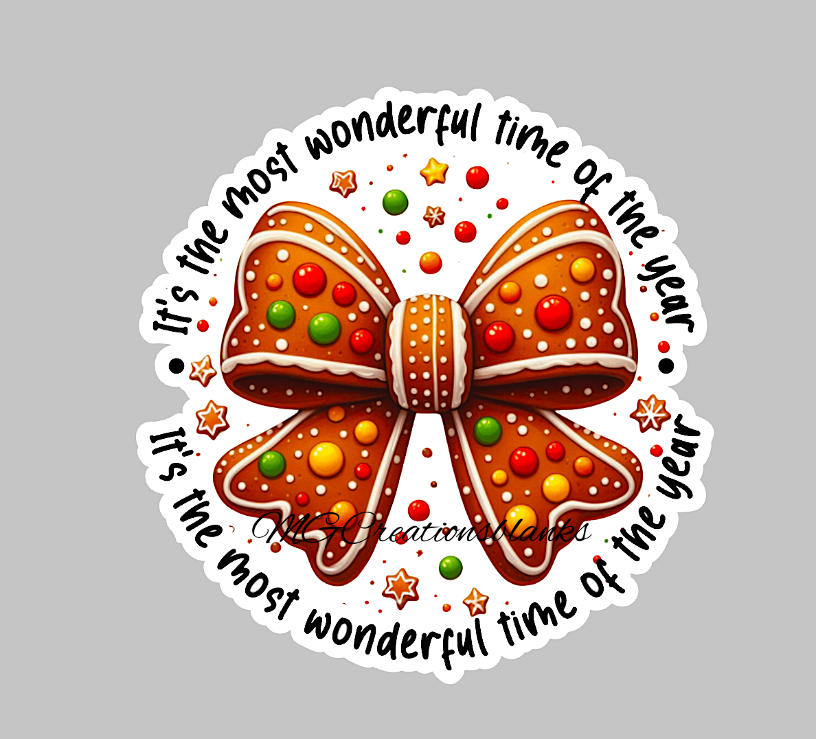 Gingerbread cookie bow clear acrylic blank for badge reel with matching vinyl decal, acrylic blank, gingerbread cookie decal, Gingerbread croquette bow vinyl decal, Gingerbread croquette bow clear acrylic blank