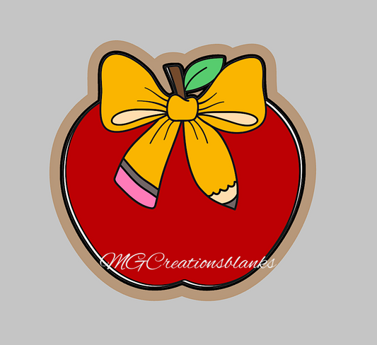 Teacher apple clear acrylic blanks for badge reels & vinyl decal, teacher apple acrylic blank, back to school decal, vinyl decal, cast acrylic, pencil badge reel