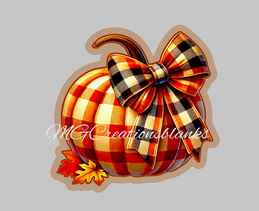Fall pumpkin clear acrylic blanks for badge reels with matching vinyl decal, pumpkin acrylic blank, plaid pumpkin vinyl decal, Pumpkin, Fall pumpkin acrylic blank (Copy)