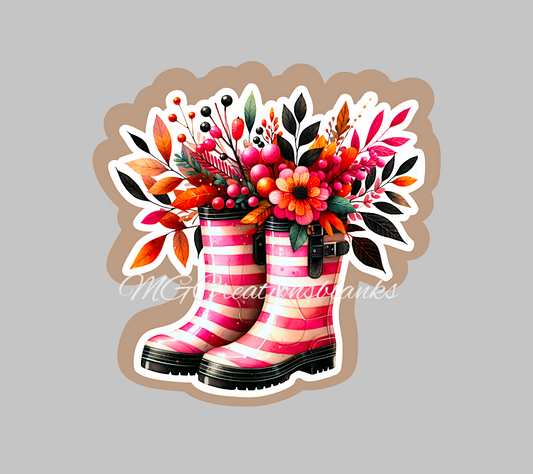 Fall boots clear acrylic blanks for badge reels with matching vinyl decal, boots acrylic blank, fall boots vinyl decal,Fall acrylic blank