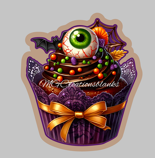 Halloween cupcake clear acrylic blanks for badge reels with matching vinyl decal, Halloween cupcake acrylic blank, Halloween cupcake vinyl decal, Halloween, cupcake