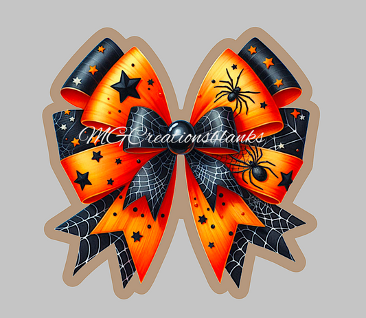 Halloween Croquette Bow clear acrylic blanks for badge reels with matching vinyl decal, Halloween Bow acrylic blank, Halloween Bow vinyl decal,  Halloween