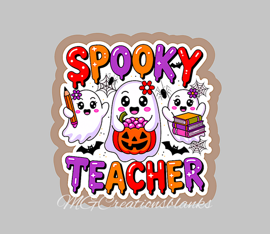 Spooky teacher clear acrylic blanks for badge reels & vinyl decal, acrylic blank, spooky teacher vinyl decal, halloween teacher cast acrylic, teacher badge reel