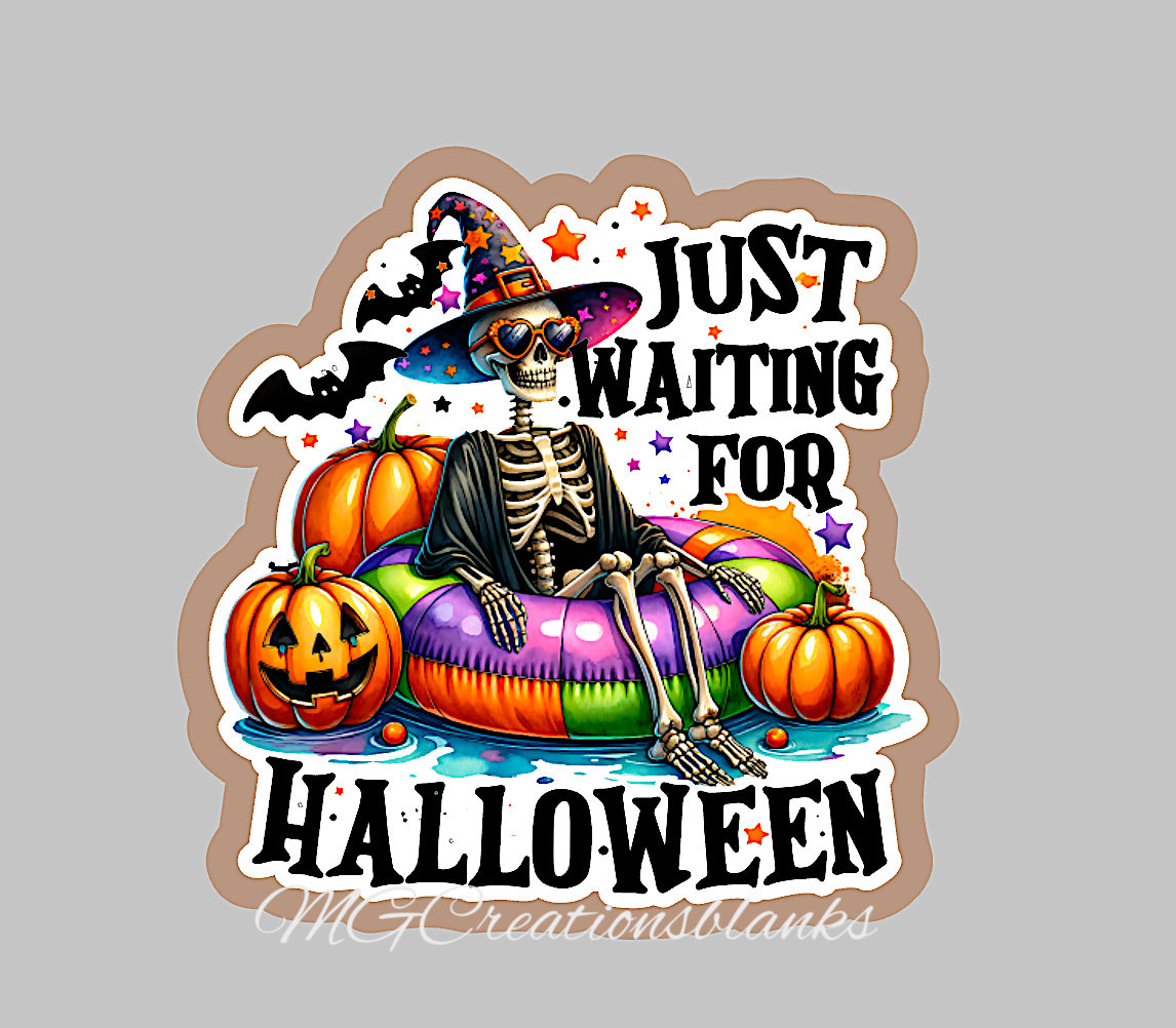 Waiting for halloween clear acrylic blanks for badge reels with matching vinyl decal, happy halloween acrylic blank, decal, vinyl decal, Halloween season, happy halloween acrylic blank, Halloween