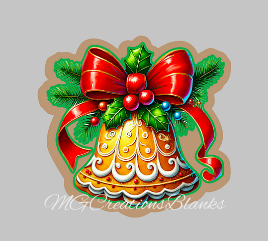 Christmas Bell clear acrylic blank for badge reel with matching vinyl decal, Christmas Bell clear acrylic blank, Christmas Bell clear vinyl decal, Christmas Bell