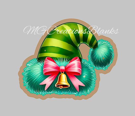 Santa hat clear acrylic blank for badge reel with matching vinyl decal, santa acrylic blank, santa hat vinyl decal, Santa decal, santa acrylic blank