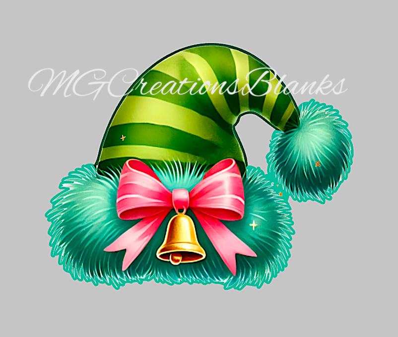 Santa hat clear acrylic blank for badge reel with matching vinyl decal, santa acrylic blank, santa hat vinyl decal, Santa decal, santa acrylic blank