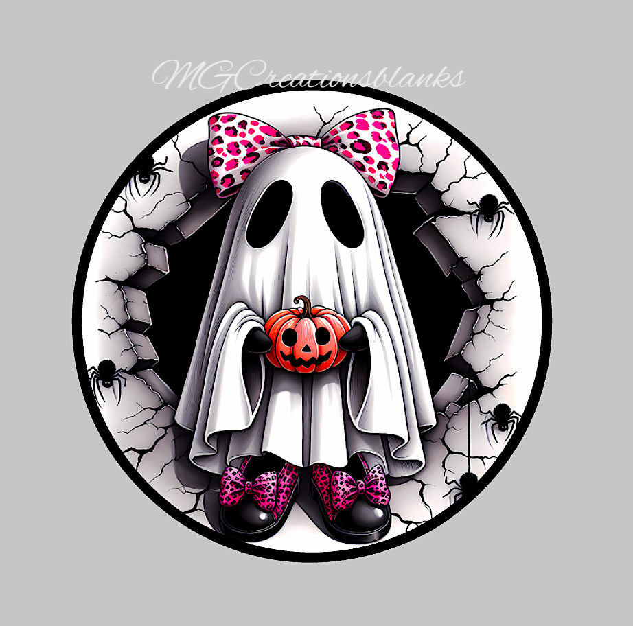 Halloween ghost, ghost clear acrylic blanks for badge reels with matching vinyl decal, ghost acrylic blank, halloween ghost vinyl decal, ghost acrylic blank, Halloween ghost