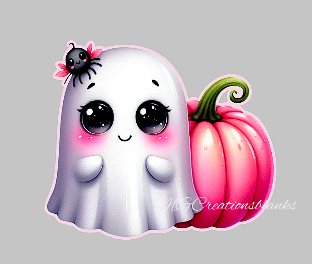 Halloween ghost, ghost clear acrylic blanks for badge reels with matching vinyl decal, ghost acrylic blank, halloween ghost vinyl decal, ghost acrylic blank, Halloween ghost